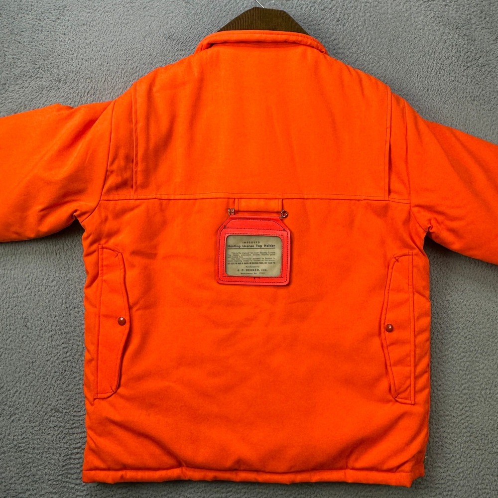 Woolrich Men Large Jacket Hunting Orange Quilted Lined Flap Pocket Field Outdoor - Picture 2 of 10